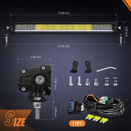 Nilight LED Light Bar with Amber DRL 19.5 Inch 75W Single Row Offroad Light Anti-Glare Flood Spot Combo Slim Light Bar IP68 w/ 16AWG DT Wiring Kit for Pickup Truck SUV ATV UTV Boat 4x4 Jeep