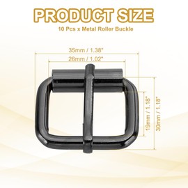 PATIKIL Metal Roller Buckle, 10Pcs 0.55 Inch (14mm) Belts Hardware Multi-Purpose Pin Buckles for Bags Leather Belt Strap DIY Crafts Dog Leash, Black