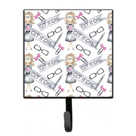 Caroline's Treasures BB7542SH4 Watercolor Girl Boss Get it Girl Leash or Key Holder, Wall Hooks, Key Hooks Holder, Coat Rack Wall Mount, Coat Hooks, Hooks for Hanging Keys, Towels, Aprons, Leashes,