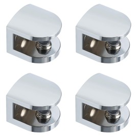 Alise Glass Shelf Bracket,Adjustable Clamp Brackets for Shelves,Wall Mount Clamps for 8-10mm Glass Shelves,Bathroom Clip Holder Support Hardware Replacement Parts,BL1012-4P Polished Chrome Pack of 4