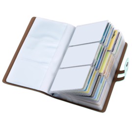 Organizador de tarjetas de visita de piel, soporte para tarjetas de crédito con bloqueo RFID, soporte profesional para tarjetas de visita y libro de nombre, protector para tarjetas de crédito, capacidad para 96 tarjetas (verde claro)