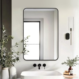 Delma Bathroom Vanity Mirror, Black Framed Bathroom Mirror for Over Sink, High-Definition Bathroom Mirror, Versatile Bathroom Vanity Mirror, Hangs Horizontally or Vertically(30x20, Black)