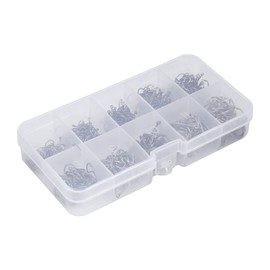 Alomejor 500 unids Ganchos de Pesca de Acero al Carbono Pesca Peces Jig Gancho de Agua Salada de Agua Dulce Alto bajo Peces Ganchos Kit con Caja de pl¨¦Stico