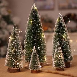 5 Artificial Christmas Tree Mini Christmas Tree and String Lights 3 m/3.28 Yard, Miniature Table Decoration Indoor Mini Green Trees Ornaments Table Trees for Holiday Party