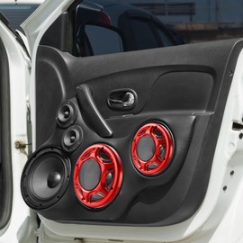 X AUTOHAUX 2pcs 8 Inch Car Metal Audio Speaker Grill Cover Mesh Woofer Horn Guard Decorative Circle Grille Protector Red