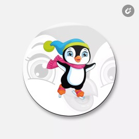 Unbranded Funny Penguin Skating Animal | 4'' X 4'' Round Decorative Magnet