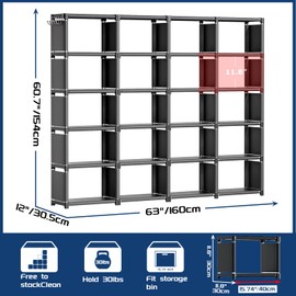Mavivegue 20 Cube Book Shelf, Storage Organizer, Large DIY Bookcase, Metal Cube Bookshelf, Cubbies Closet Storage Organizer Shelves for Bedroom,Living Room,Home,Office