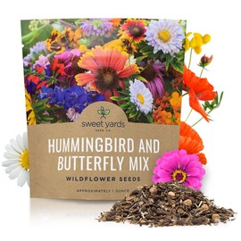 Wildflower Seeds Butterfly and Humming Bird Mix - Large 1 Ounce Packet 7,500+ Seeds - 23 Open Pollinated Annual and Perennial Species