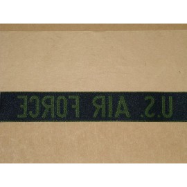 US AIR FORCE TAPE NAME TAG USAF NYLON WOVEN BLUE ON GREEN NSN 8455-01-345-44