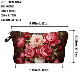 Livel lhood Pink Peony Makeup Bag Cute Small Organizer Zipper Pouch Pink Peony Cosmetic Bag Birthday Present for Women Friends, hzj0798