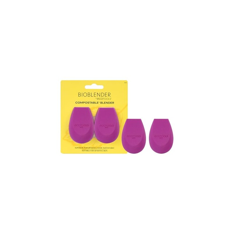 EcoTools, Bioblender Duo, Esponja para Difuminar y Mezclar Maquillaje, Dúo