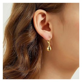Earrings Silver/Gold Hanging Hoop Earrings for Women Girls Leverback Dangle Drop Earrings Hypoallergenic Women Jewellery, Yellow Gold