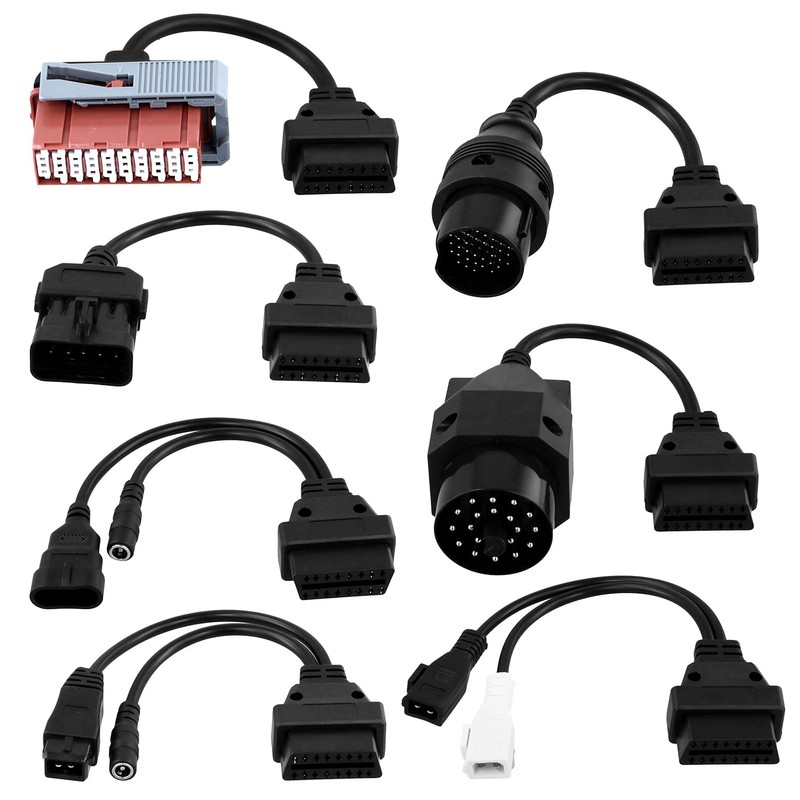 QWORK® 8 Piece Cable Adapter Diagnostic OBD Set, OBD Diagnostic