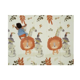 Childlike Behavior Baby Play Mat 77''x58'' - Reversible Play Tummy Time Mat - Crawling Foam Play Mat for Toddler - Travel-Friendly Foldable and Portable Mat - Infants & Toddlers Playing Mat (Safari)