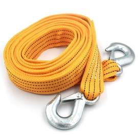 Heavy Duty Tow Strap with Safety Hooks | 1.8” x 13’ | 11000 LB Capacity , Tow Rope Yellow Shackle for Vehicle Recovery, Hauling, Stump Removal & Much More,Best Towing Accessory for Car