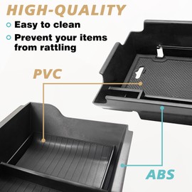 BestEvMod for Ioniq6 Armrest Storage Box and Lower Center Console Organizer Tray 2PCS with Rubber Black Trim Compatible with Hyundai Ioniq 6 SE SEL Limited 2023 2024 Accessories（2PCS）