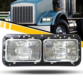 Sterlix Black Headlights for Kenworth T600 Peterbilt 379 T800 W900 C500 Headlights Assembly OE Replacement Kenworth Peterbilt 379 Fornt Headlamp Driver Left Side