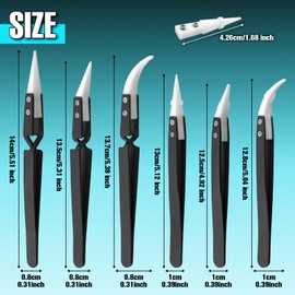 SPEEDWOX 6 Pcs Precision Reverse Ceramic Tweezers Set Straight & Curved Tips Ceramic Tweezers Set Precision Ceramic Reverse Solder Tweezer Anti-Magnetic Tweezer for Solder Pinching Coils