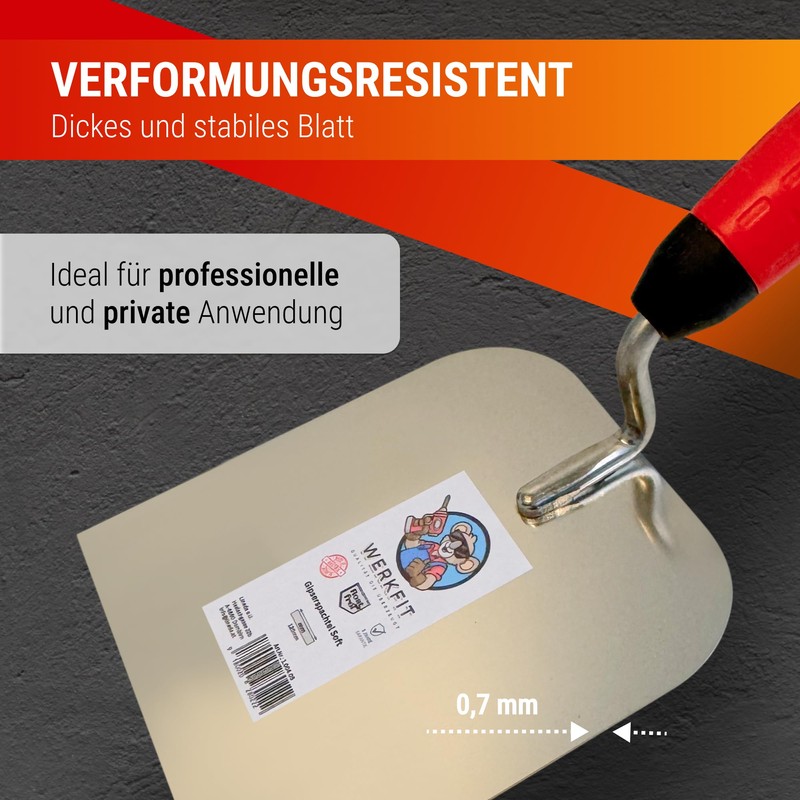 WERKFIT Professional Plasterer's Trowel Made of Stainless Steel 120 mm