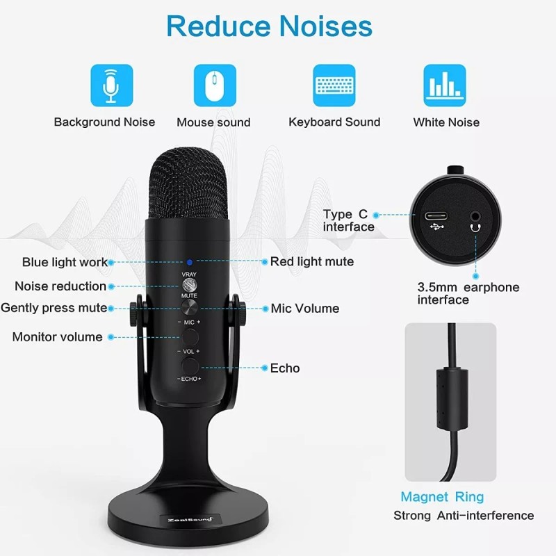 Highler PRO Micrófono Condensador Highler Rgb Estudio Streaming Gaming