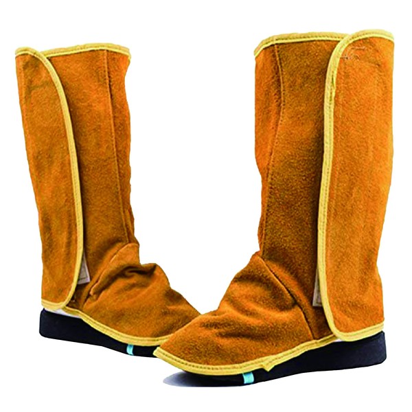 Telituny Cowhide Shoe Protector, Welding Gaiters, 1 Pair Long Leather