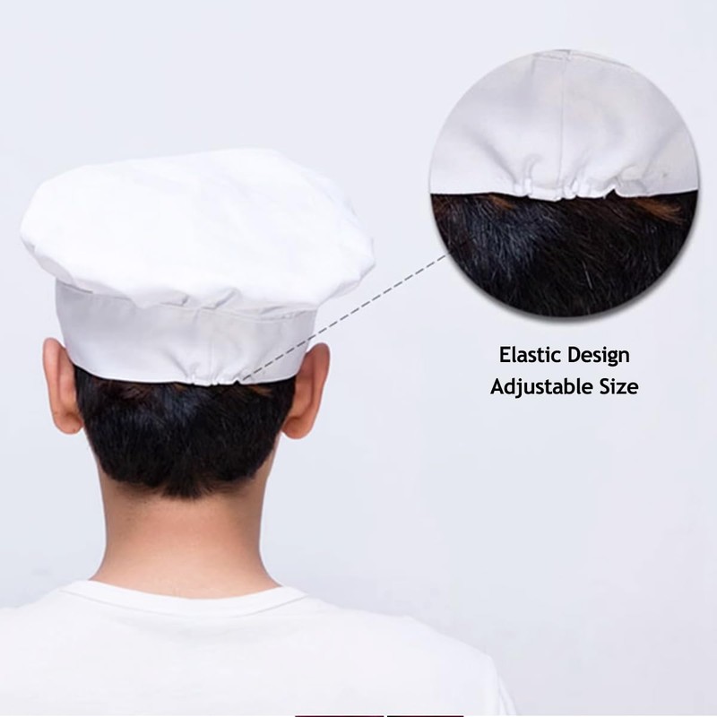 SevenFish Chef Hat Waist Apron Set, Adjustable Elastic Cooking Hat,