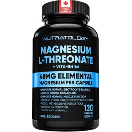 Magnesium L-Threonate + Vitamin B6 - Formulated To Help Support Heart & Muscle Function - Balances Electrolytes, Supports Energy Metabolism & Tissue Formation - 120 Capsules