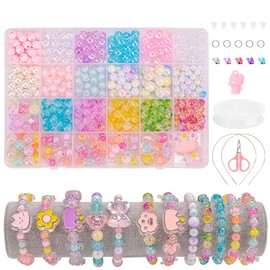 SANNIDHI® Kit de Pulseras de Festival para Niños 540 Piezas Set de Cuentas DIY Ecológico Regalo Perfecto de Diwali/Eid para Niñas Proyecto Escolar Juguetes para Niñas 6-12 Años Multicolor