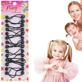 14 Pcs 12mm Ball Hair Ties Ponytail Holders Twinbead Bubble Balls Hair Accessories for Girls Kids Toddler (Black)