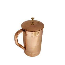 Pure Copper Water Jug Pitcher 51 Oz Ayurvedic Leak Proof Copper Vessel for Drinking Water Storage & Serving for Health Benefits, Sports, Yoga, Running, Fitness, School 1.5 Liter