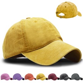 XIEXIESHER Baseball Cap Boys Girls 52-56 cm Adjustable Size Plain Cotton Youth Baseball Cap Suitable for Children or Adults Outdoor Sports Parasol Base Cap, yellow