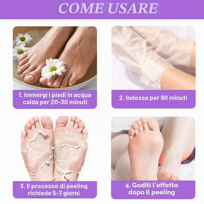 QOCUILC 2 Paia maschera piedi secchi screpolati, Maschera piedi esfoliante,