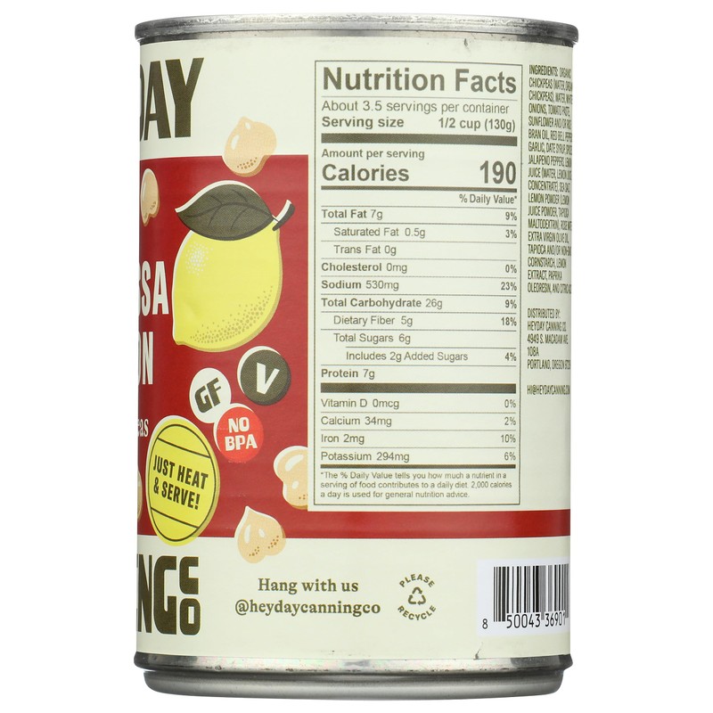 Heyday Canning Co Harissa Lemon Chickpeas, 15 OZ