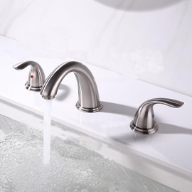 Widespread Bathroom Sink Faucet Brushed Nickle 2 Handle 8 inch Lavatory Faucet 3 Hole 360° Swivel Spout Vanity Sink Basin Faucets