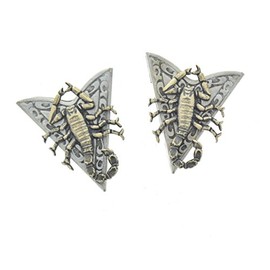 HHH Designs Scorpion Charmed Acrylic Collar Tips - Western Collar Tip - Dress Shirt Collar Stays - Silver Finish - Collar Stays for Men & Women
