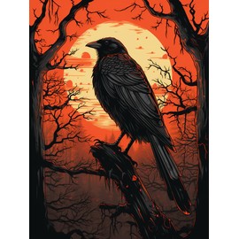 Kaliosy 5D Diamond Art Kits for Adults Crow Bird by Number Kits, Diamond Painting Art Animal DIY Full Drill Crystal Craft Cross Stitch Embroidery Decoration (12x16 inch)