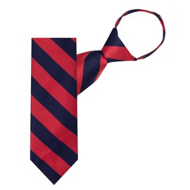 Jacob Alexander Stripe Woven Boys 14" College Striped Zipper Tie - Red Navy