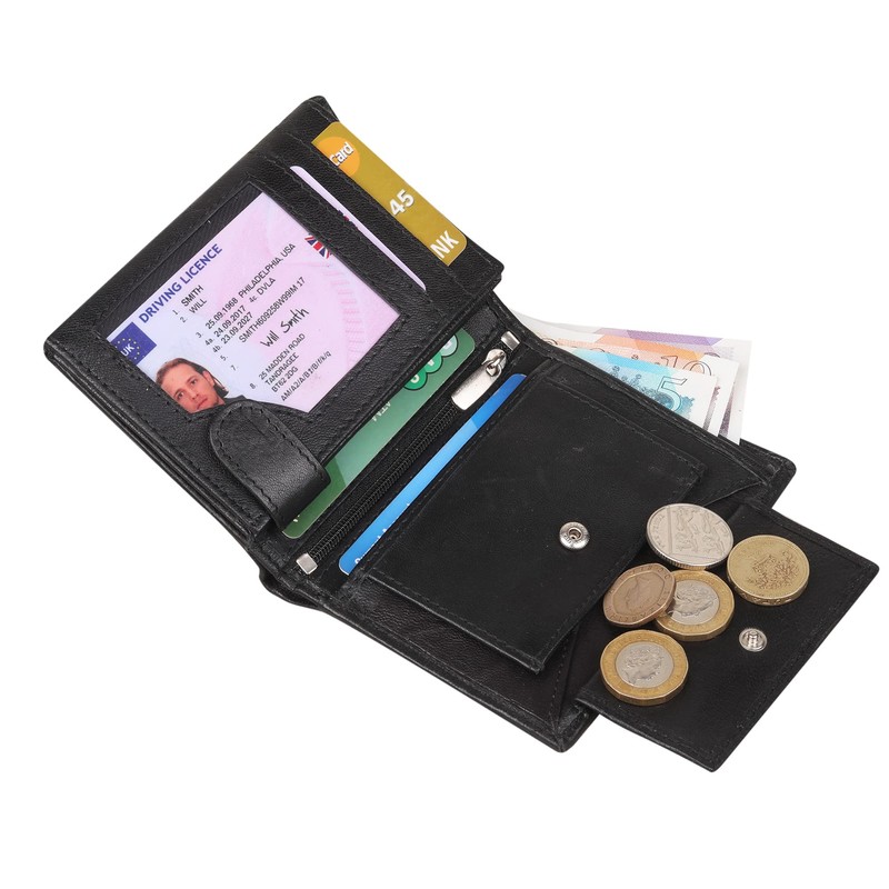 RAS WALLETS Mens RFID Blocking Soft Leather Trifold Purse Credit