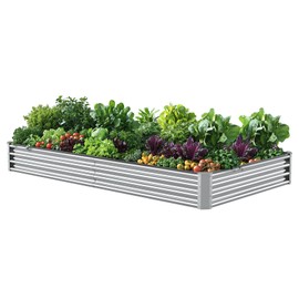Enyu&You 8x4x1FT Galvanized Raised Garden Bed, Gardening, Vegetable, Flower Planting Bed, Large Metal Kit Vegetable Herb Garden Planting Box Elevated Garden Box