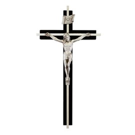 Trinity Church Supply Black Crucifix with Inlay Religious Christian Crosseses for Wall, 10 Inch Height
