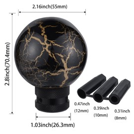 Padaodao Crack Round Ball Car Gear Shift Grip Knob Resin Shifter Stick Lever Handle fit Most Manual Automatic Vehicles SUV, Black