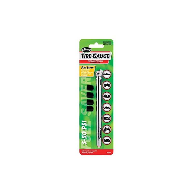 Slime 24037 5-50 PSI Pencil Gauge with Caps, 1