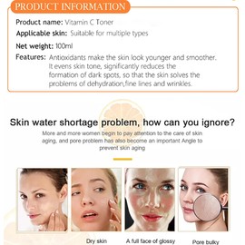 DISAAR BEAUTY Vitamin C Toner Hyaluronic Acid Moisturizing Refines Pores Oil-Control Orange Extract Repair Skin 100ml / 3.38fl.oz