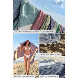 LUCIDUS Telo Mare –100% Cotone Turco, Asciugamano Antisabbia e Asciugatura Rapida 100 x 200 cm– Leggero e Salvaspazio, Perfetto per Spiaggia, Viaggio, Bagno, Campeggio, Yoga (Beige Naturale)