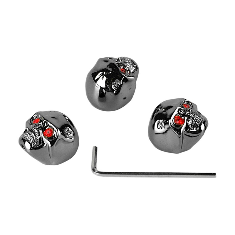3Pcs Electric Guitar Skull Knobs Metal Volume Tone Head Cap