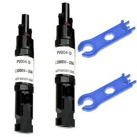 Set of 2 20A MC4 Compatible Connector with Backflow Prevention Diode for Solar Panel, MC4 Connector Type, Backflow Prevention Diode, IP67 Waterproof, PPO DC1000V, Mounting Wrench 2 (20A)