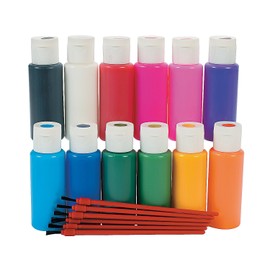 Suncatcher Paint and Paint Pen Set - Arts & Crafts For Kids and Adults (Suncatcher Bright Paint- 12 Paints and 6 Brushes)