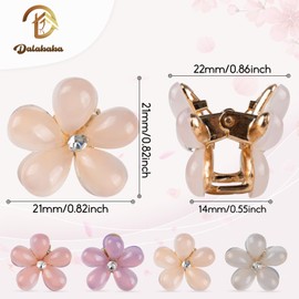 Dalababa 12 Pcs Small Flower Claw Clips, Crystal Hair Clips for Women Girls, Mini Cute Hair Accessories for Photograph Daily Party Wedding - Champagne