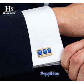 Luxurious Crystal Cufflinks for Men with Gift Box, Gold Tone Cuff links for Men's Dress Shirts and French Cuff Shirts on Birthday Party Wedding Anniversary