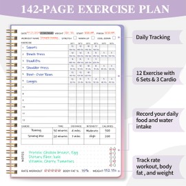 DOURA Workout Journal for Women & Men, Fitness Journal, Workout Log Book Planner for Tracking, Progress and Achieving Your Wellness Goals-PUrple Gradient, A5 (5.6" x 8")